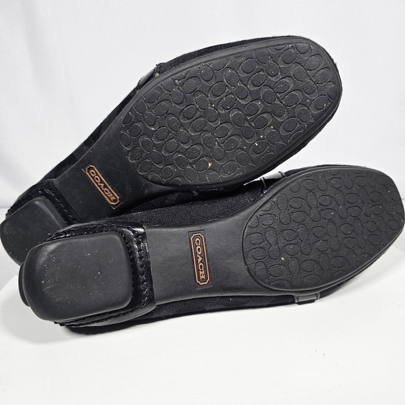 COACH Stacie Black Jacquard Signature Loafer Flats‎ Buckle Size 6.5M - Picture 6 of 7
